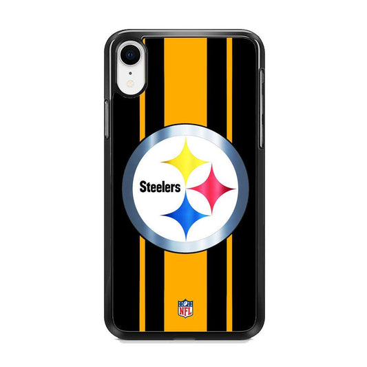 NFL Pittsburgh Steelers Platinum iPhone XR Case-Rubber Black (2D Case)-Oxvistore