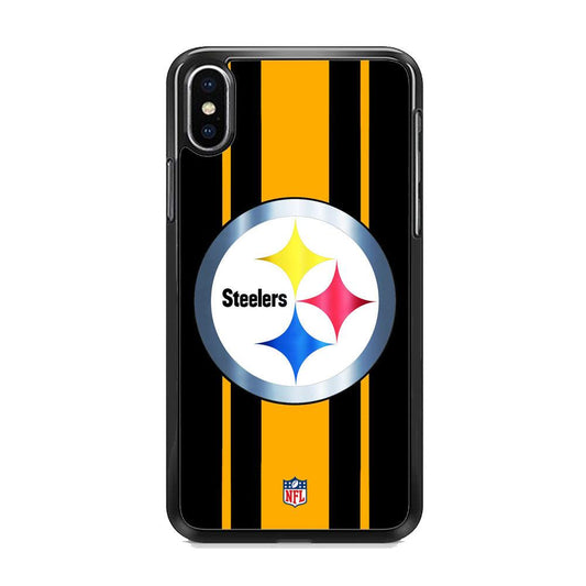 NFL Pittsburgh Steelers Platinum iPhone XS Case-Rubber Black (2D Case)-Oxvistore