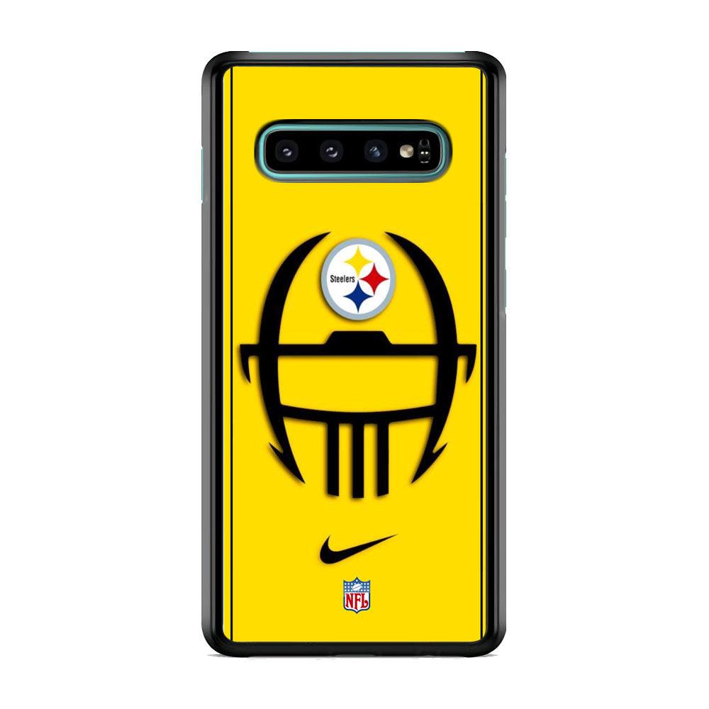 NFL Pittsburgh Steelers Ring of Face Samsung Galaxy S10 Case-Rubber White (2D Case)-Oxvistore