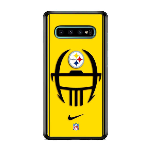 NFL Pittsburgh Steelers Ring of Face Samsung Galaxy S10 Case-Rubber White (2D Case)-Oxvistore