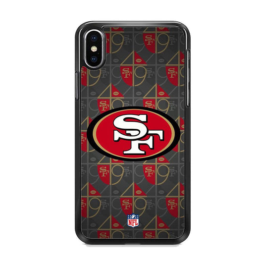 NFL San Francisco 49ers Pattern of Number iPhone XS MAX Case-Rubber Black (2D Case)-Oxvistore