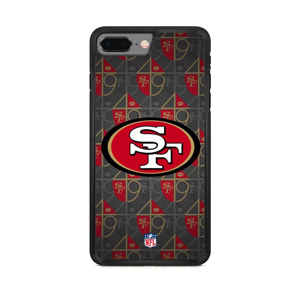 NFL San Francisco 49ers Pattern of Number iPhone 8 Plus Case-Rubber Black (2D Case)-Oxvistore