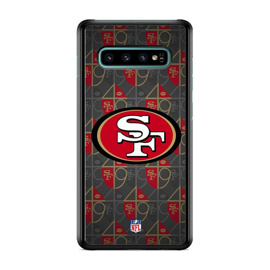 NFL San Francisco 49ers Pattern of Number Samsung Galaxy S10 Case-Rubber Black (2D Case)-Oxvistore