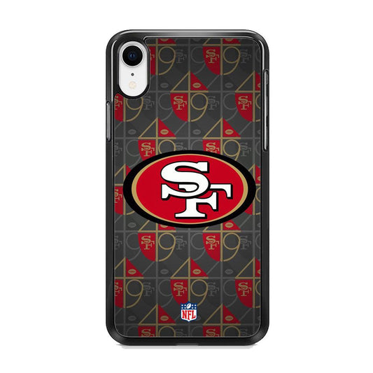 NFL San Francisco 49ers Pattern of Number iPhone XR Case-Rubber Black (2D Case)-Oxvistore