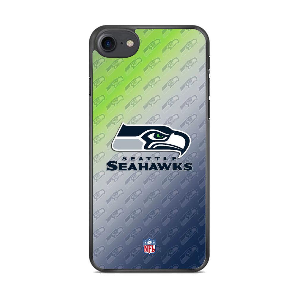 NFL Seattle Seahawks Hawks Tone iPhone 8 Case-Rubber White (2D Case)-Oxvistore