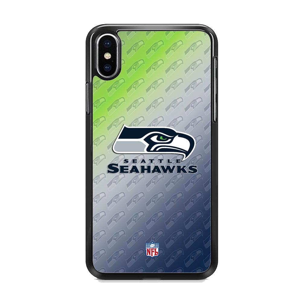 NFL Seattle Seahawks Hawks Tone iPhone XS MAX Case-Rubber Black (2D Case)-Oxvistore