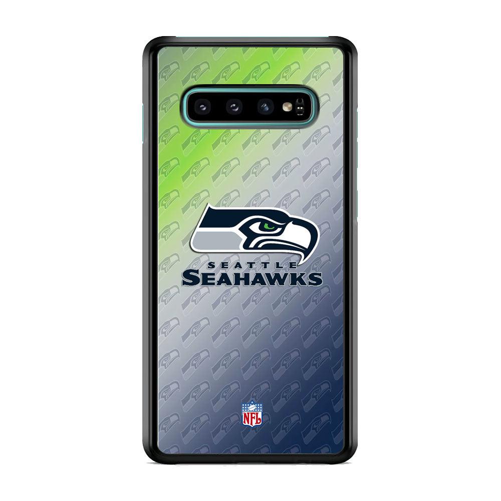 NFL Seattle Seahawks Hawks Tone Samsung Galaxy S10 Case-Rubber Black (2D Case)-Oxvistore