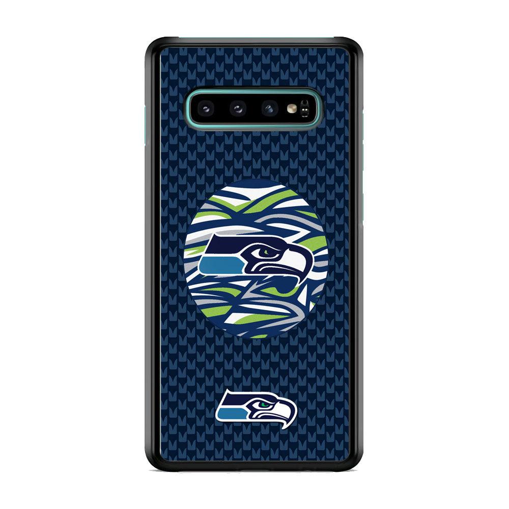 NFL Seattle Seahawks Pattern Banner Samsung Galaxy S10 Case-Rubber Black (2D Case)-Oxvistore