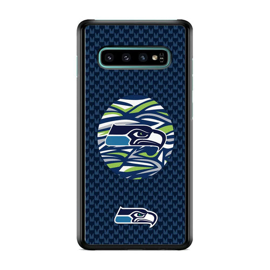 NFL Seattle Seahawks Pattern Banner Samsung Galaxy S10 Case-Rubber Black (2D Case)-Oxvistore