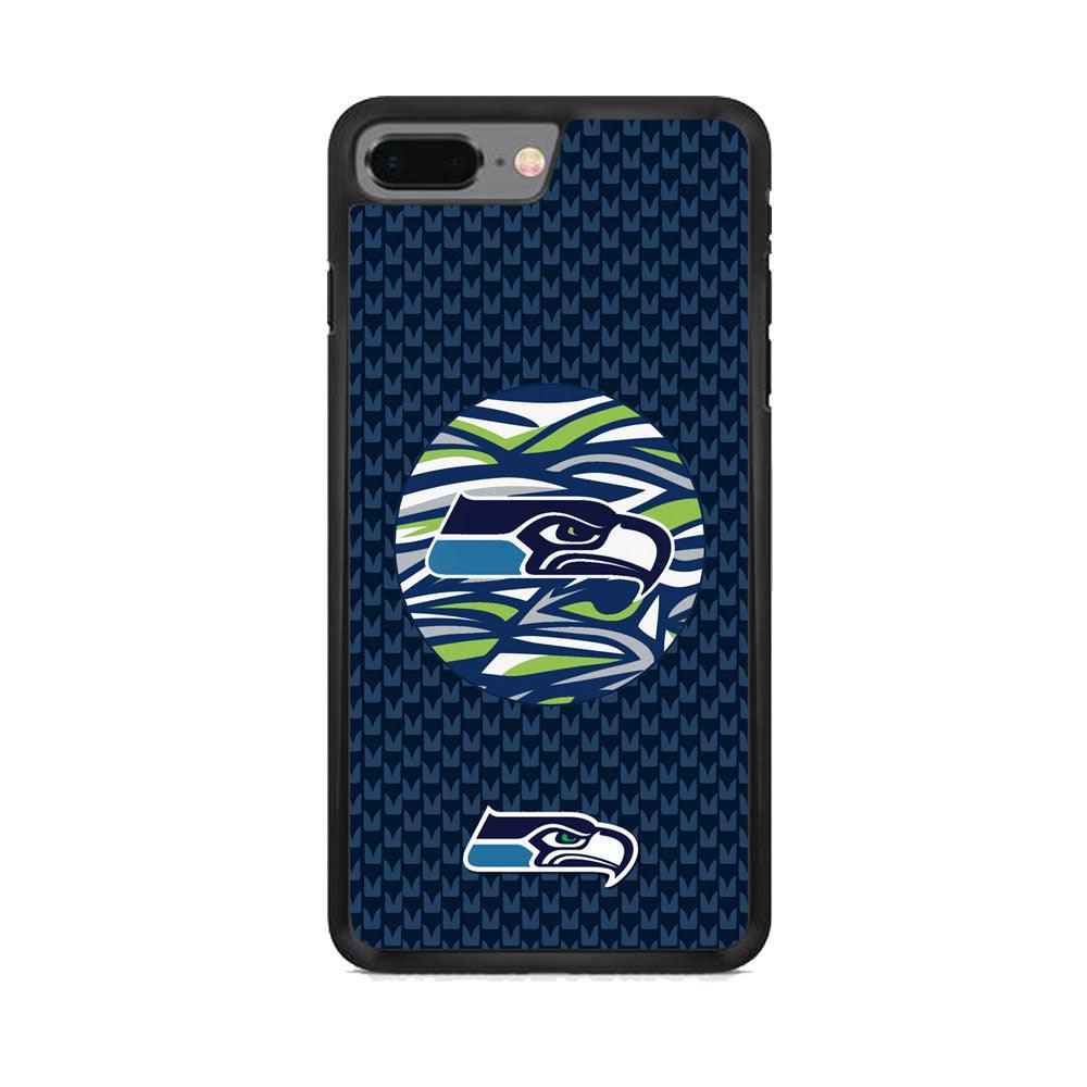 NFL Seattle Seahawks Pattern Banner iPhone 8 Plus Case-Rubber Black (2D Case)-Oxvistore