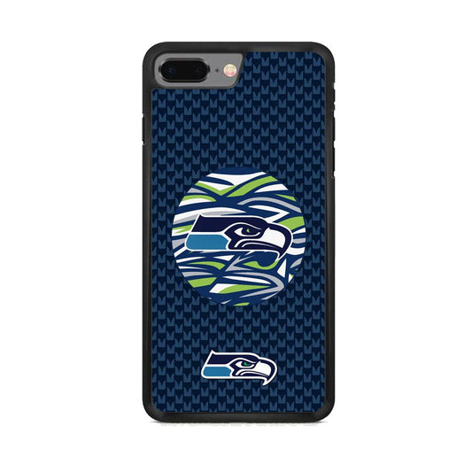 NFL Seattle Seahawks Pattern Banner iPhone 8 Plus Case-Rubber Black (2D Case)-Oxvistore