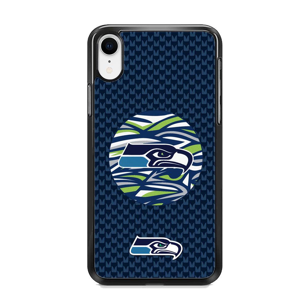 NFL Seattle Seahawks Pattern Banner iPhone XR Case-Rubber Black (2D Case)-Oxvistore
