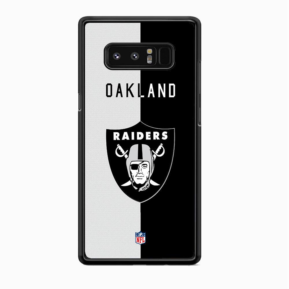 NFL The Oakland Raiders B&W Side Samsung Galaxy Note 8 Case-Rubber White (2D Case)-Oxvistore