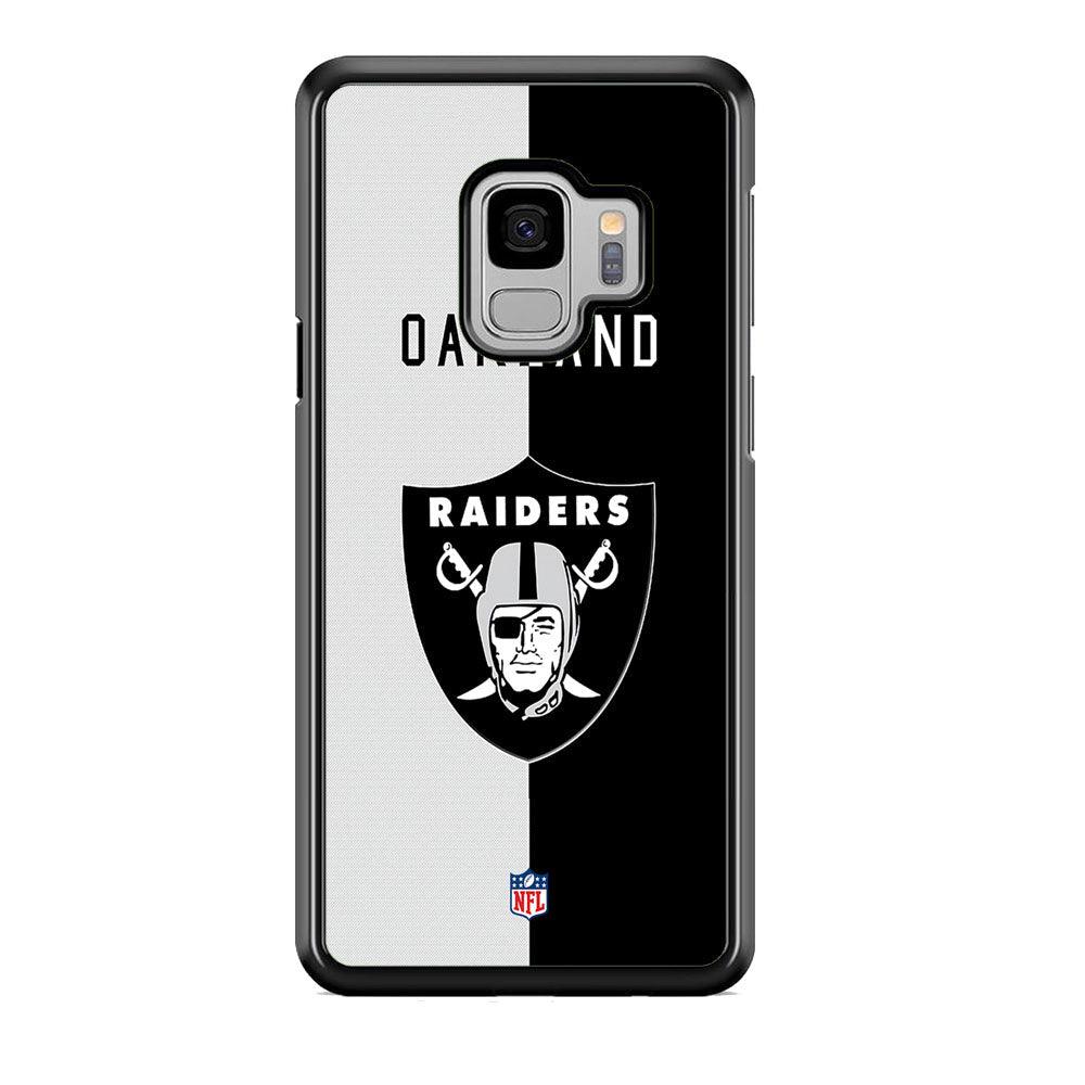 NFL The Oakland Raiders B&W Side Samsung Galaxy S9 Case-Rubber Black (2D Case)-Oxvistore