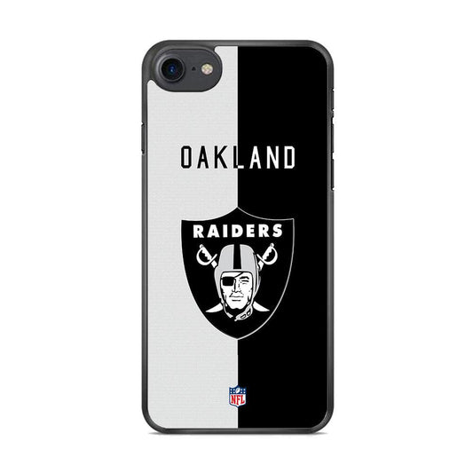NFL The Oakland Raiders B&W Side iPhone 8 Case-Rubber Black (2D Case)-Oxvistore