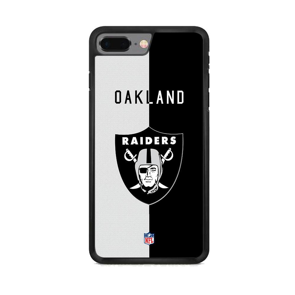NFL The Oakland Raiders B&W Side iPhone 8 Plus Case-Rubber Black (2D Case)-Oxvistore