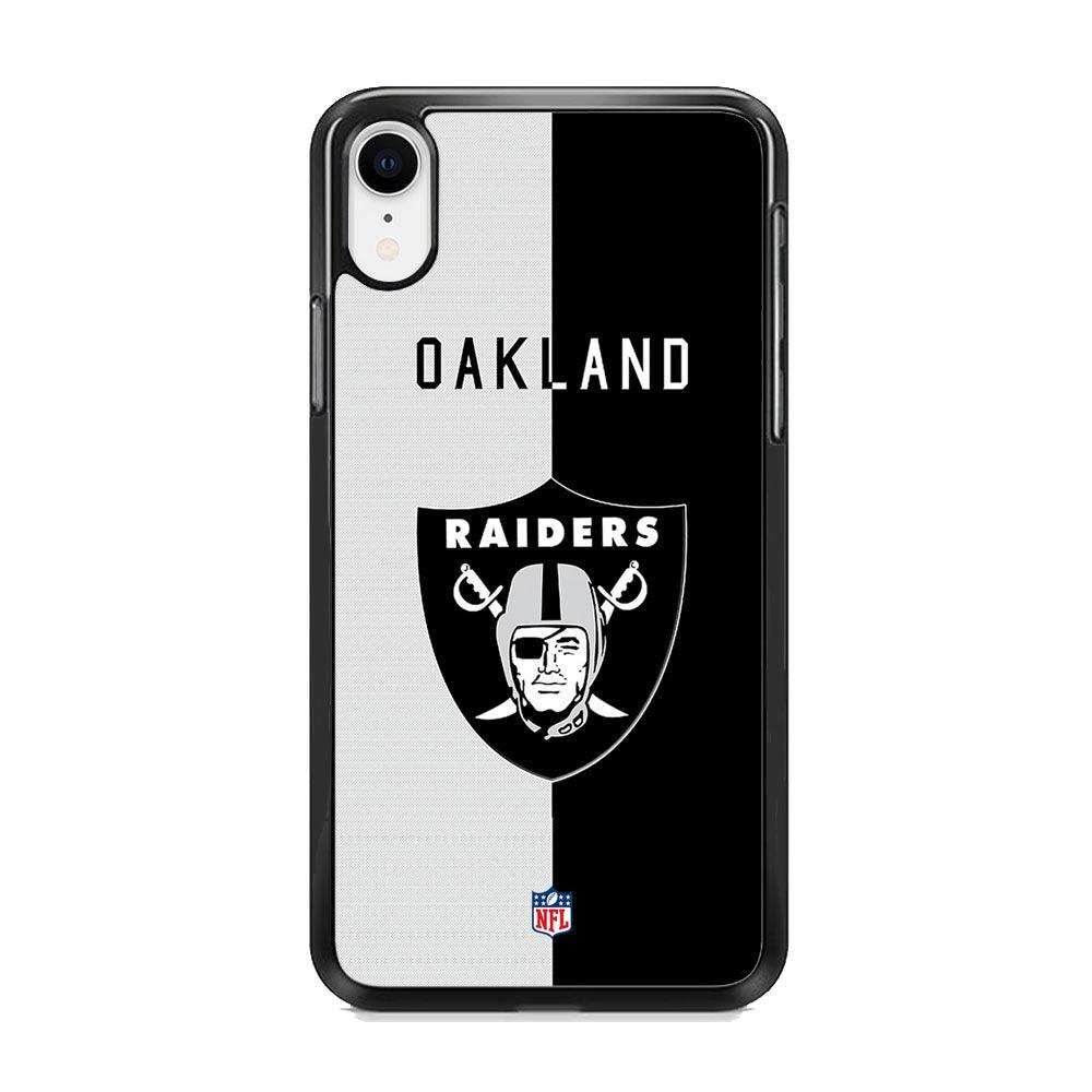 NFL The Oakland Raiders B&W Side iPhone XR Case-Rubber Black (2D Case)-Oxvistore