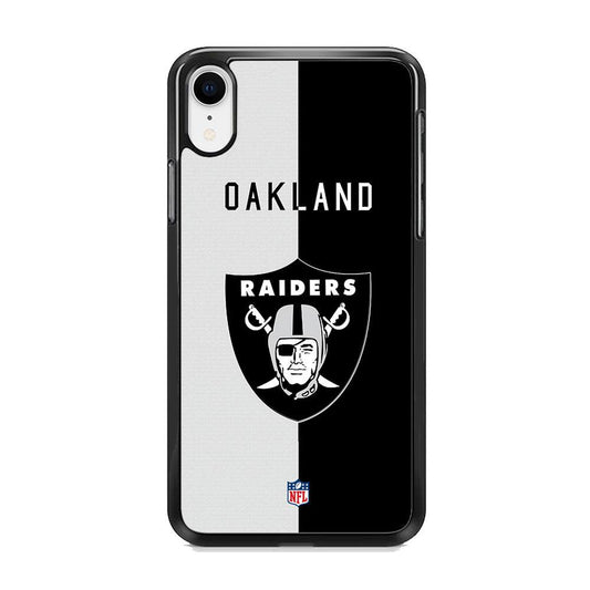 NFL The Oakland Raiders B&W Side iPhone XR Case-Rubber Black (2D Case)-Oxvistore