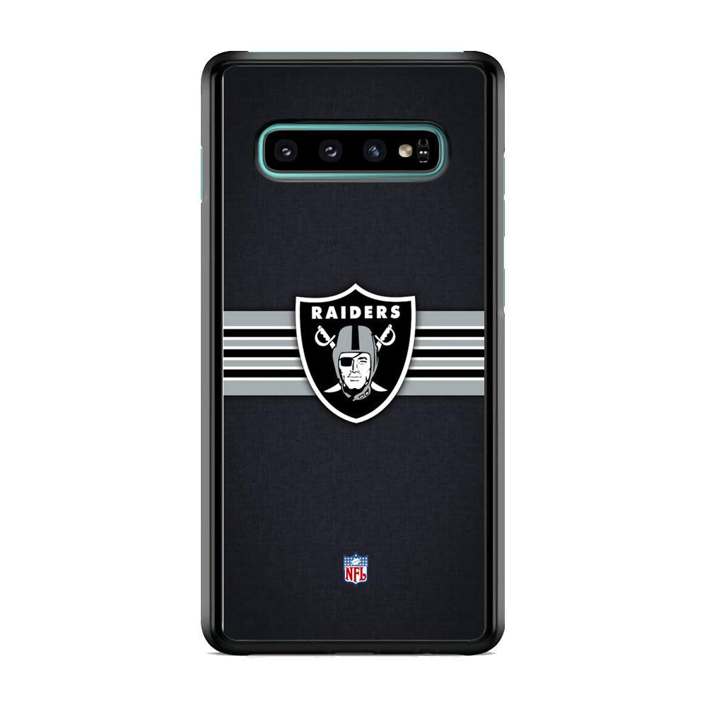 NFL The Oakland Raiders Line of Shield Samsung Galaxy S10 Case-Rubber Black (2D Case)-Oxvistore