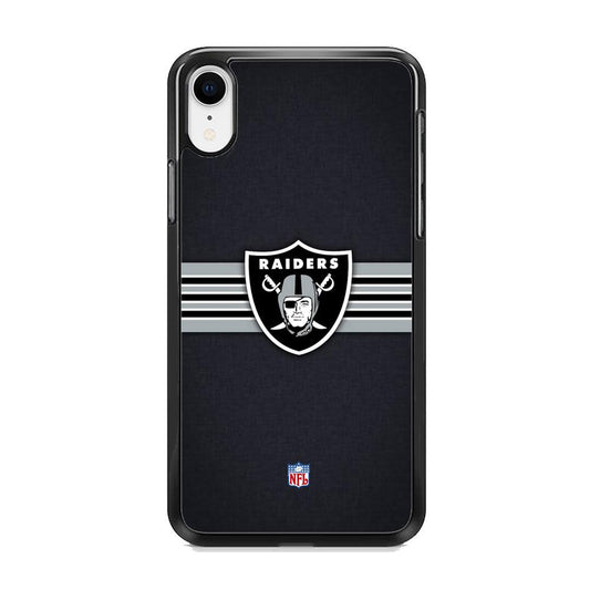 NFL The Oakland Raiders Line of Shield iPhone XR Case-Rubber Black (2D Case)-Oxvistore