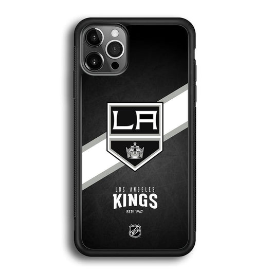 NHL LA Kings White Sash iPhone 12 Pro Max Case-Rubber White (2D Case)-Oxvistore