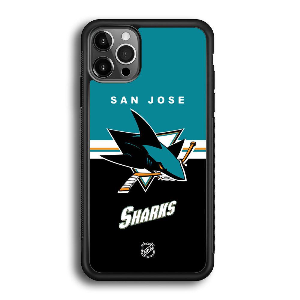 NHL San Jose Sharks Teal Blend iPhone 12 Pro Max Case-Rubber Black (2D Case)-Oxvistore