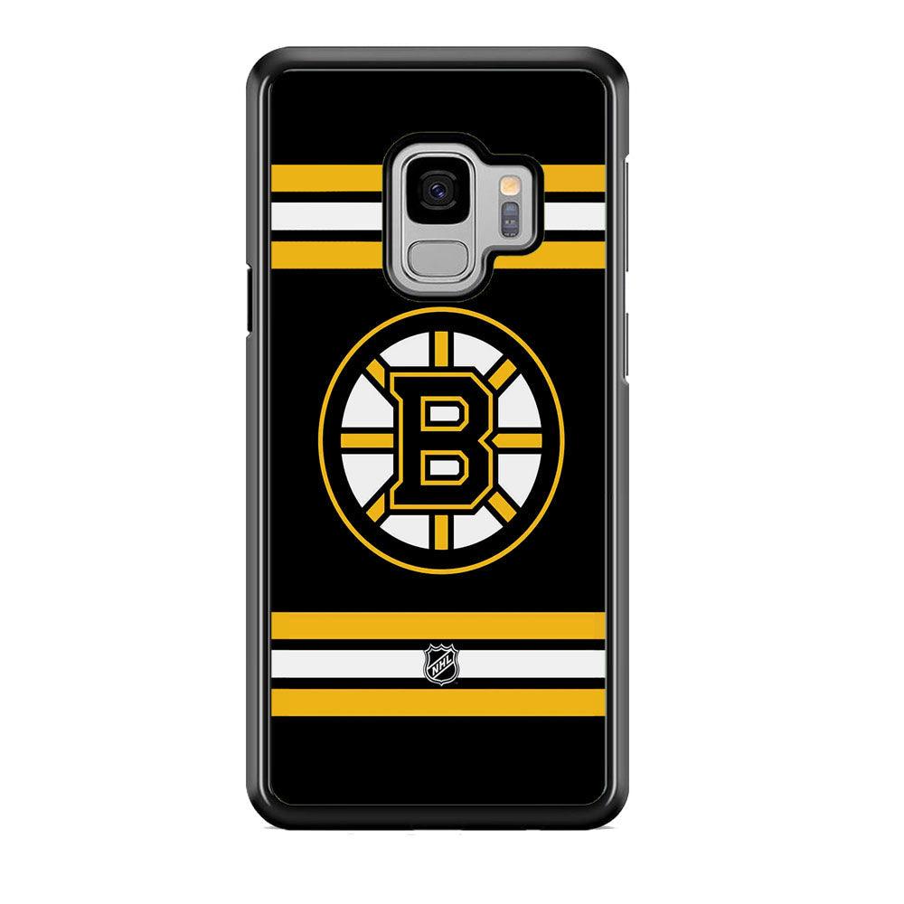 NHL Boston Bruins Circular Logo Samsung Galaxy S9 Case-Rubber Black (2D Case)-Oxvistore