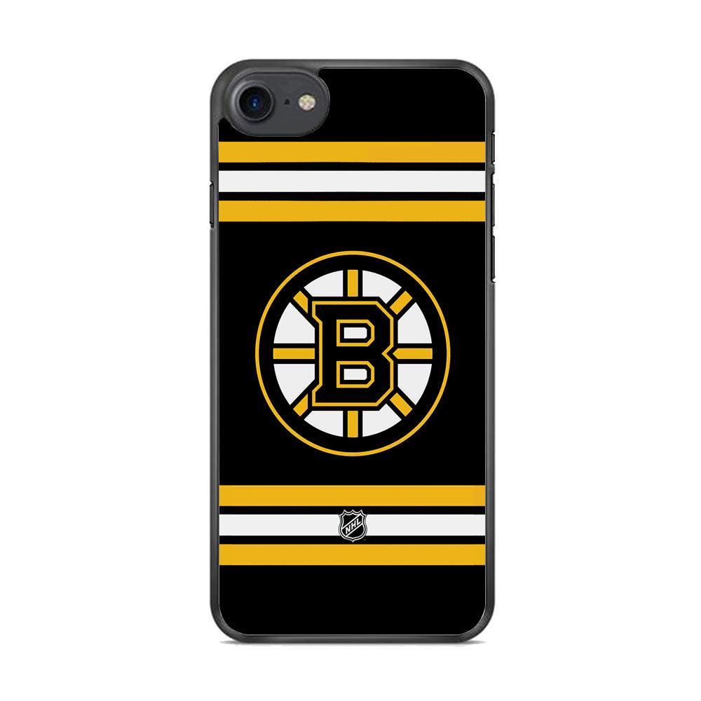 NHL Boston Bruins Circular Logo iPhone 7 Case-Rubber Black (2D Case)-Oxvistore
