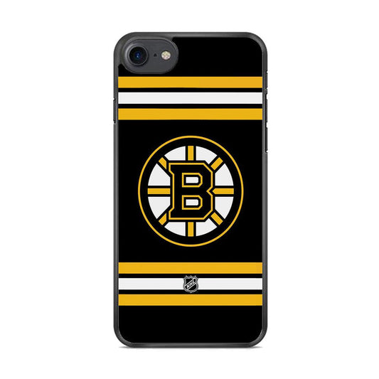 NHL Boston Bruins Circular Logo iPhone 8 Case-Rubber Black (2D Case)-Oxvistore