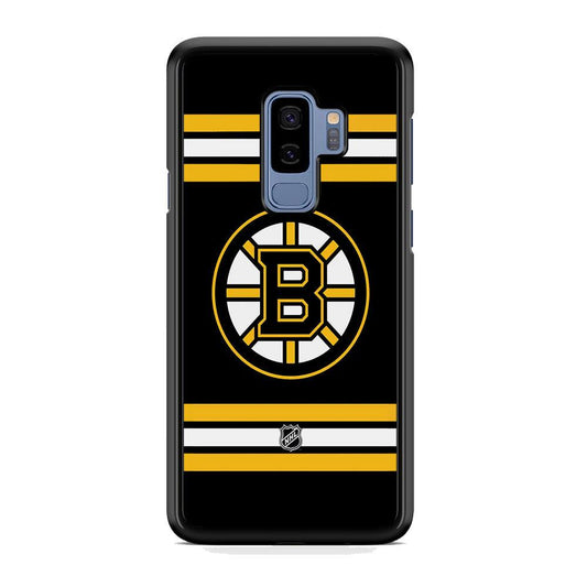NHL Boston Bruins Circular Logo Samsung Galaxy S9 Plus Case-Rubber Black (2D Case)-Oxvistore