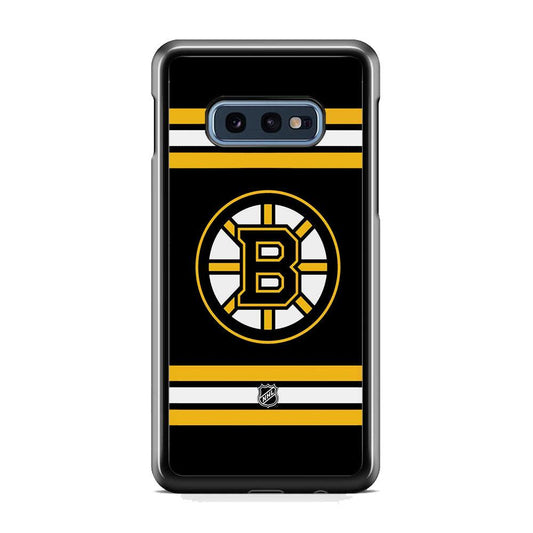 NHL Boston Bruins Circular Logo Samsung Galaxy S10E Case-Rubber Black (2D Case)-Oxvistore