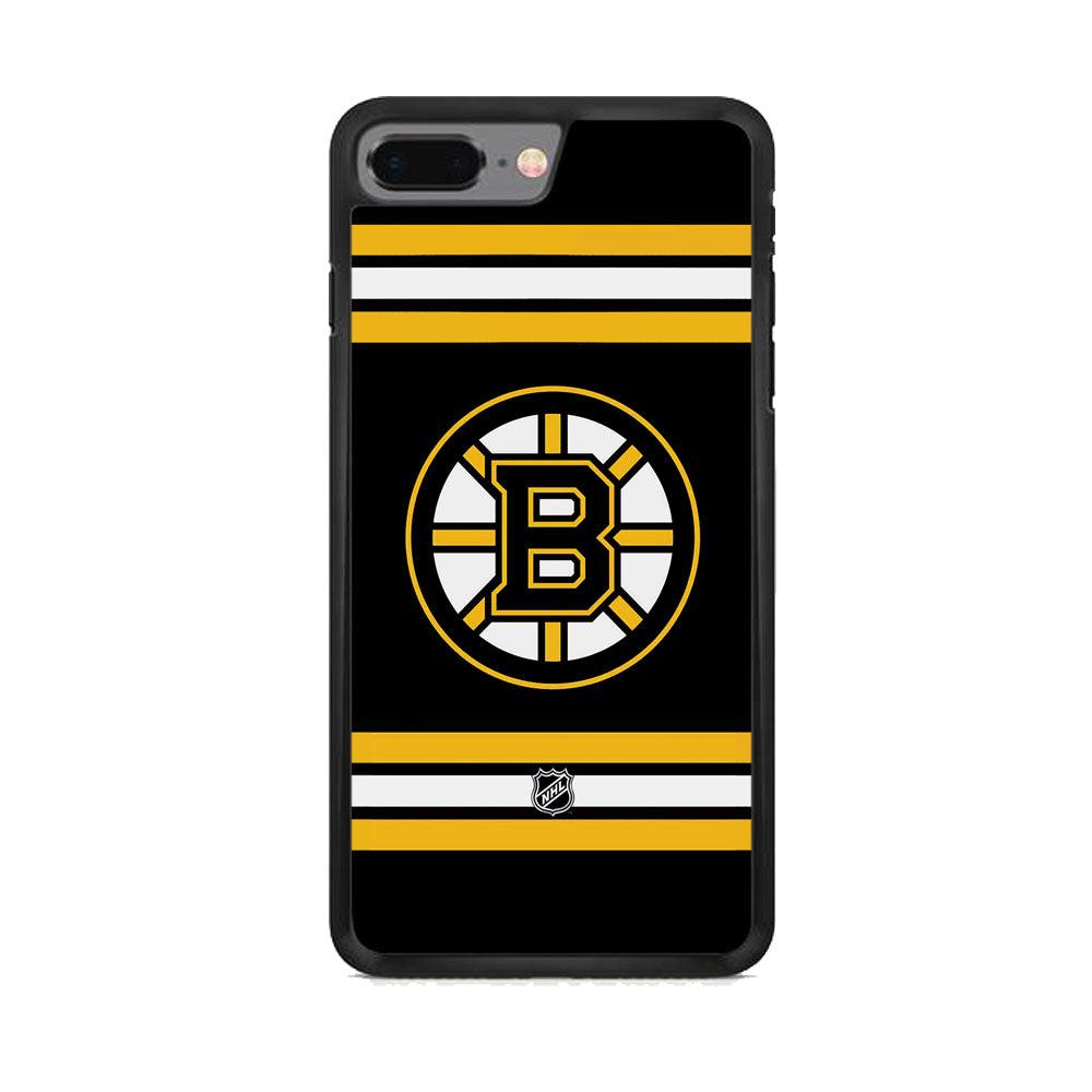 NHL Boston Bruins Circular Logo iPhone 7 Plus Case-Rubber Black (2D Case)-Oxvistore
