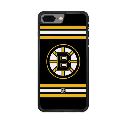 NHL Boston Bruins Circular Logo iPhone 7 Plus Case-Rubber Black (2D Case)-Oxvistore
