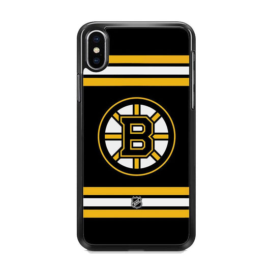 NHL Boston Bruins Circular Logo iPhone X Case-Rubber Black (2D Case)-Oxvistore