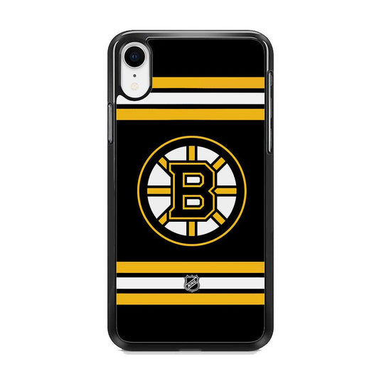 NHL Boston Bruins Circular Logo iPhone XR Case-Rubber Black (2D Case)-Oxvistore