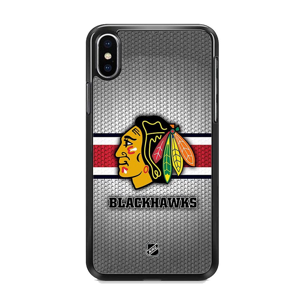 NHL Chicago Blackhawks Chief iPhone XS MAX Case-Rubber Black (2D Case)-Oxvistore