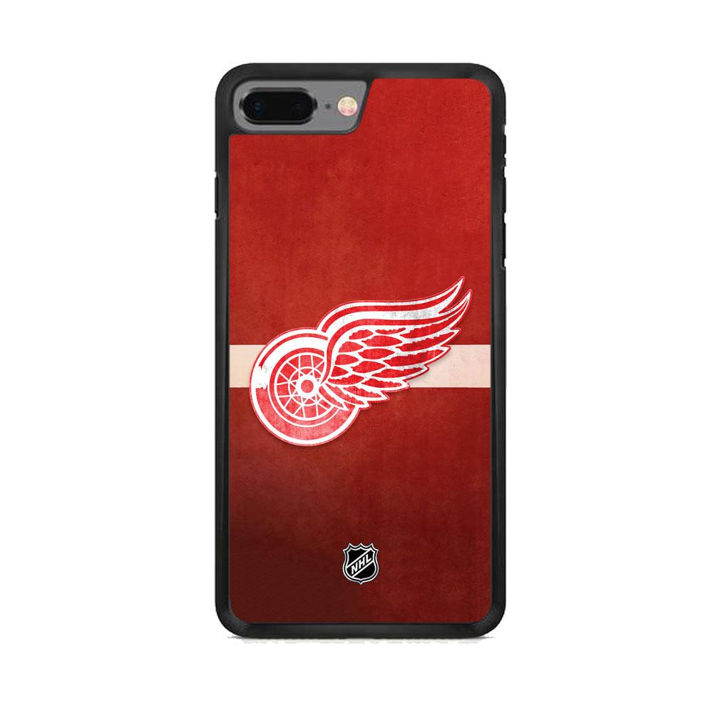 NHL Detroit Red Wings Vintage Colour iPhone 7 Plus Case-Rubber White (2D Case)-Oxvistore