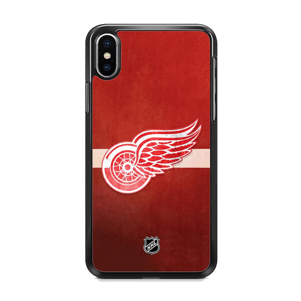 NHL Detroit Red Wings Vintage Colour iPhone XS MAX Case-Rubber Black (2D Case)-Oxvistore