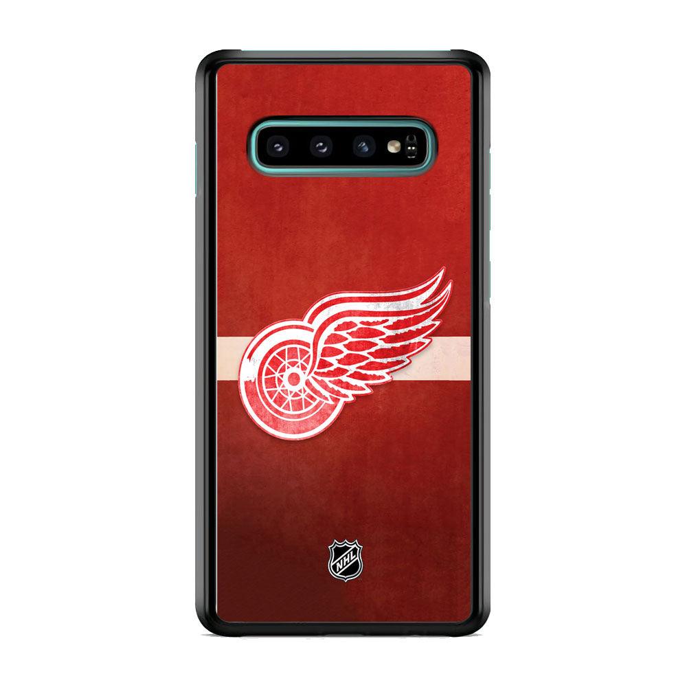 NHL Detroit Red Wings Vintage Colour Samsung Galaxy S10 Case-Rubber Black (2D Case)-Oxvistore