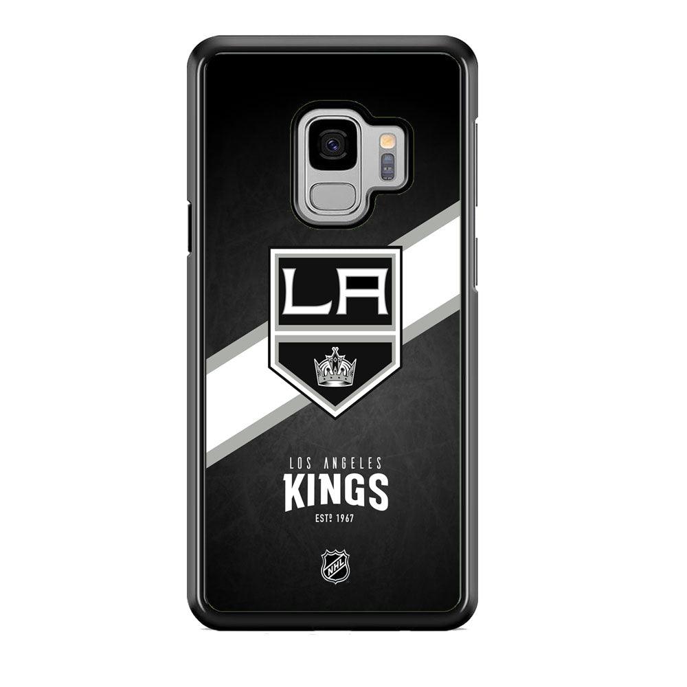 NHL LA Kings White Sash Samsung Galaxy S9 Case-Rubber Black (2D Case)-Oxvistore