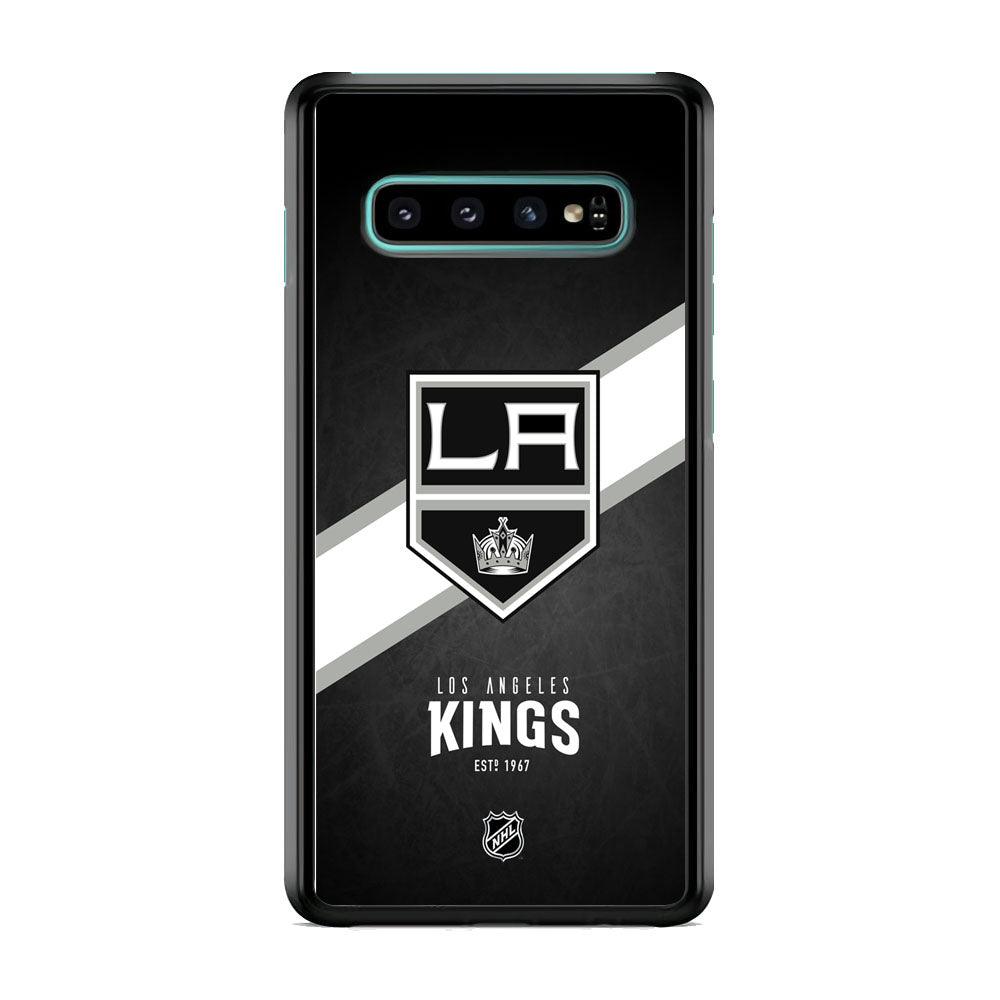 NHL LA Kings White Sash Samsung Galaxy S10 Case-Rubber Black (2D Case)-Oxvistore