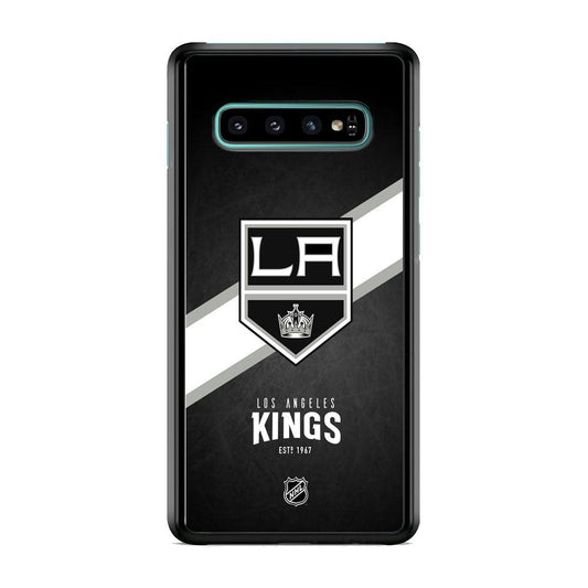 NHL LA Kings White Sash Samsung Galaxy S10 Case-Rubber Black (2D Case)-Oxvistore