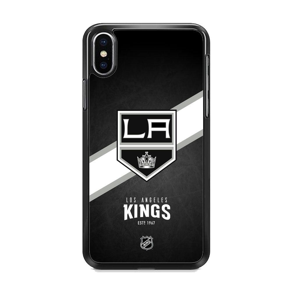 NHL LA Kings White Sash iPhone X Case-Rubber Black (2D Case)-Oxvistore