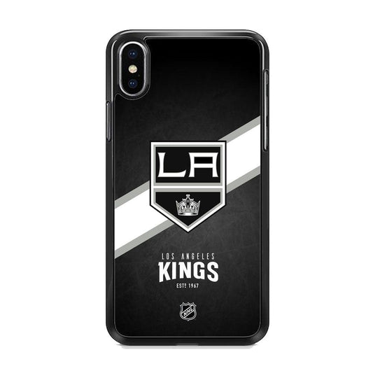 NHL LA Kings White Sash iPhone X Case-Rubber Black (2D Case)-Oxvistore