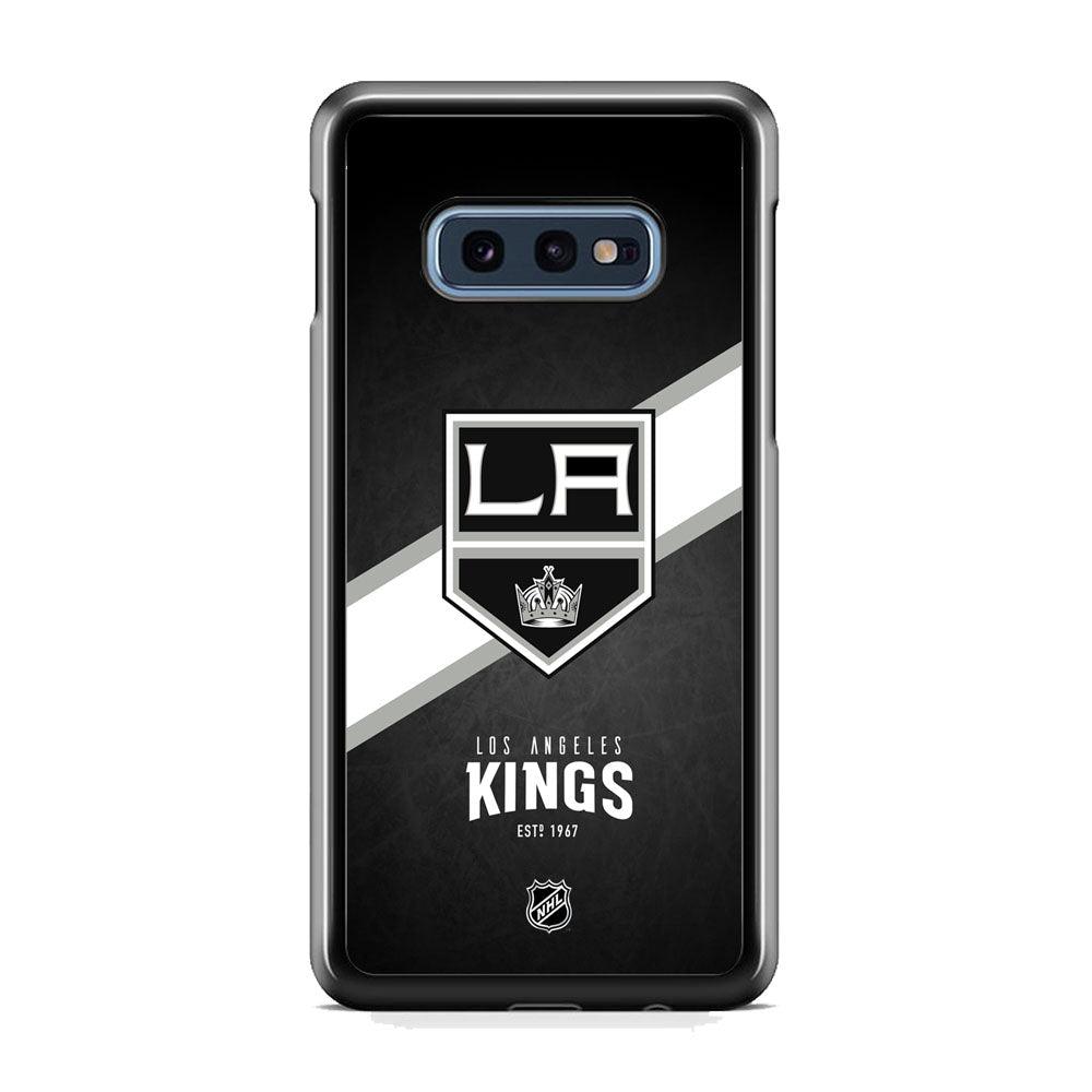 NHL LA Kings White Sash Samsung Galaxy S10E Case-Rubber Black (2D Case)-Oxvistore