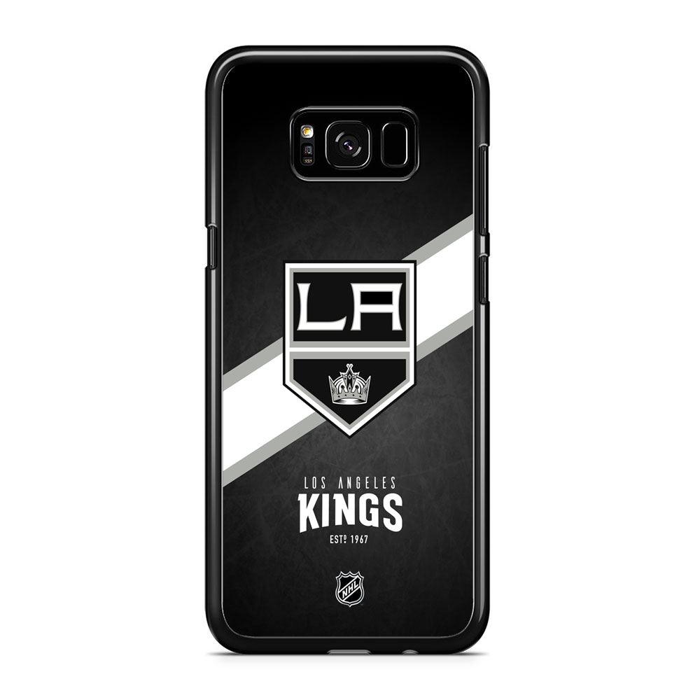 NHL LA Kings White Sash iPhone 8 Plus Case-Rubber Black (2D Case)-Oxvistore