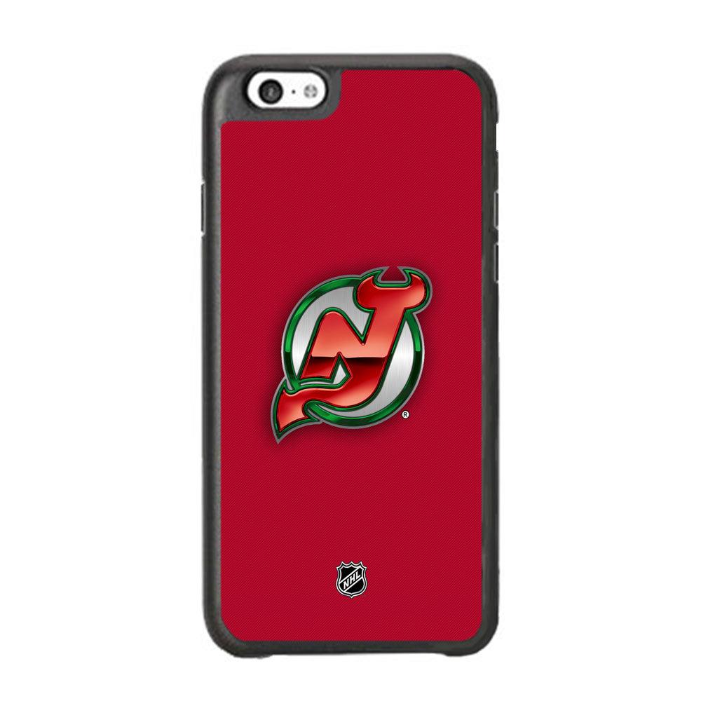 NHL New Jersey Devils Red Fiber Look iPhone 6 Plus | 6s Plus Case-Rubber Black (2D Case)-Oxvistore