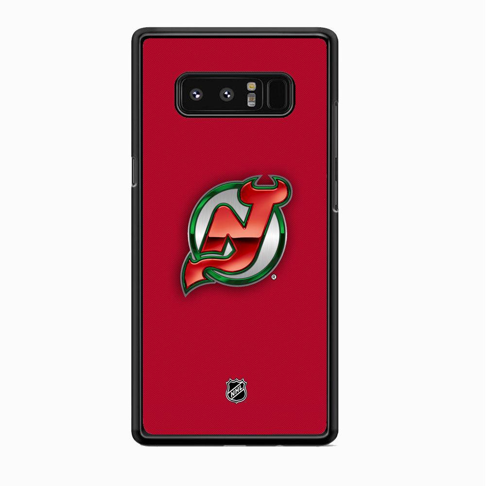 NHL New Jersey Devils Red Fiber Look Samsung Galaxy Note 8 Case-Rubber Black (2D Case)-Oxvistore