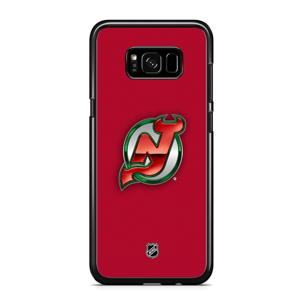 NHL New Jersey Devils Red Fiber Look iPhone 8 Plus Case-Rubber White (2D Case)-Oxvistore
