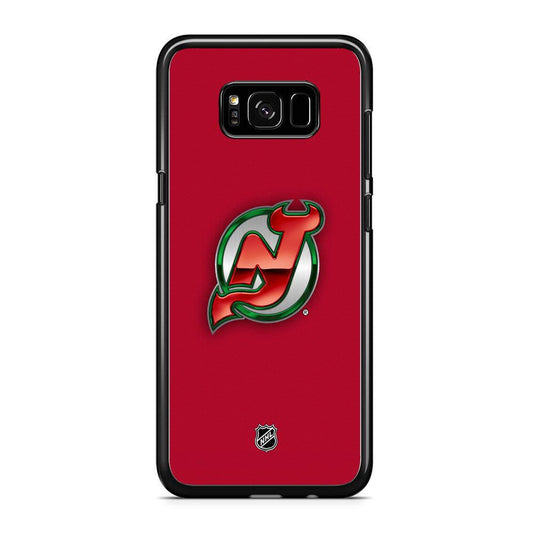 NHL New Jersey Devils Red Fiber Look iPhone 8 Plus Case-Rubber White (2D Case)-Oxvistore